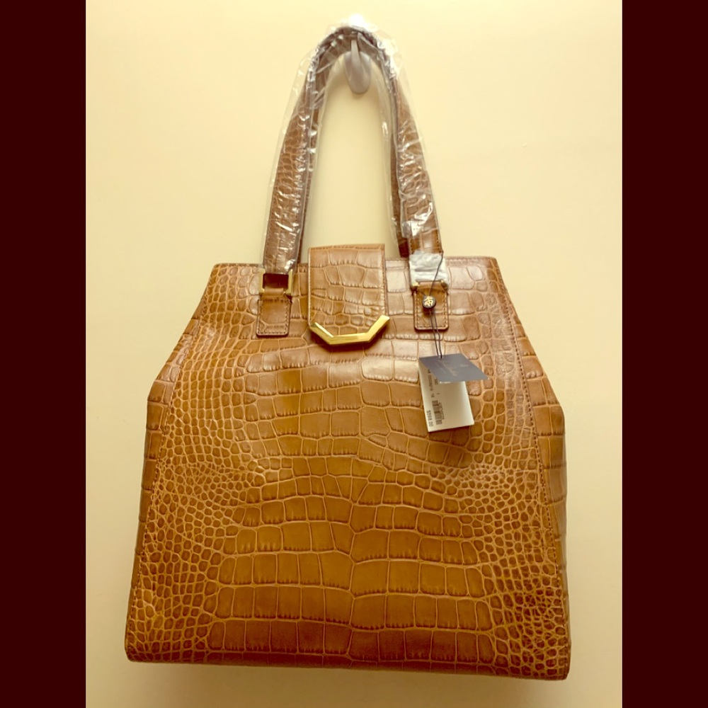 NWT Leather Croc Embossed  Large Brooks Bros Tote